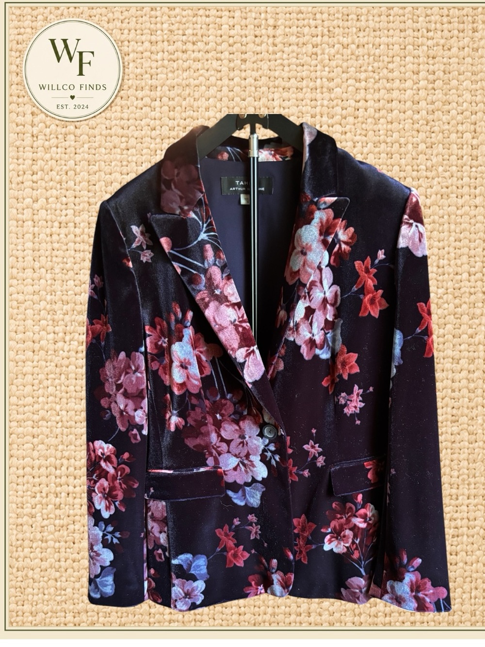 Tahari Arthur S Levine Floral Velvet Blazer Women’s Size 10 Blazer